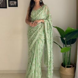 Anouk Embellished Sequinned Pure Georgette Saree-18