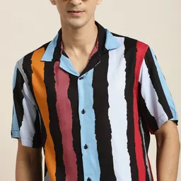 Hancock Men Multicoloured Striped Casual Shirt-8