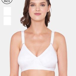 Souminie Pack of 3 White Solid Plus Size Cotton Minimizer Bras-11