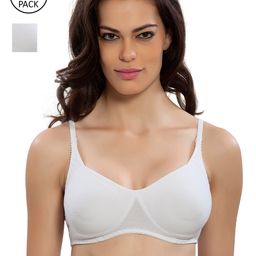 Lady Love Pack Of 2 White Solid Non Padded Non Wired T Shirt Bra-picture-10