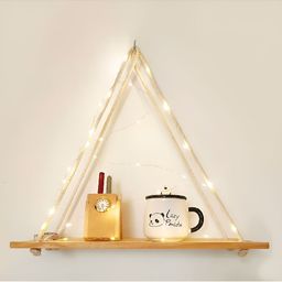 VAH Kya Bat Hai !! White & Beige 2 Pieces Wooden Wall Hanging Shelf With LED Lights-10