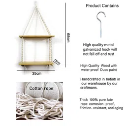 VAH Kya Bat Hai !! White & Brown Marcame 2 Layers Wall Hanging Shelves-56
