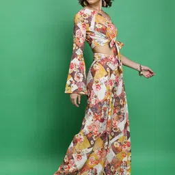 Tokyo Talkies Floral Printed One Shoulder Crop Top with Wide Leg Trousers-picture-30
