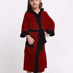 Creeva Solid Hooded Bath Robe-5