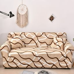 LLukzer Beige & Brown 2 Seater Sofa Cover With Arms-image-43