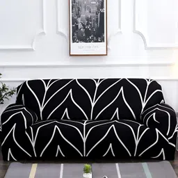 Lukzer Black & White 4 Seater Sofa Cover With Arms With Arms-image-29
