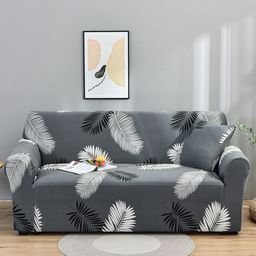 Story@home Grey & White Printed 3 Seater Stretchable Sofa Cover With Arms-56