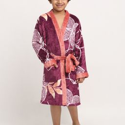 KLOTTHE Boys Printed Woolen Bath Robe With Belt-image-105