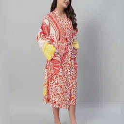 HANDICRAFT PALACE Printed Pure Cotton Bath Robe With Belt-picture-13