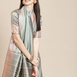 KALINI Women Pastel Green & Golden Solid Saree-picture-46