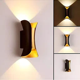 SPARK WORLD Yellow & Brown Metal Contemporary Cylinder Shaped Wall Lamp-57