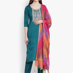 heemara Women Purple Floral Embroidered Sequinned Kurta with Trousers & With Dupatta-20