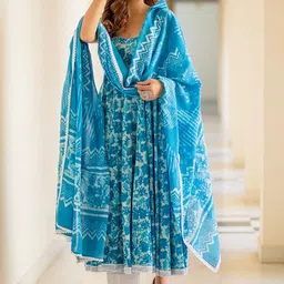 KALINI Floral Printed Kurta With Trousers & Dupatta-picture-21
