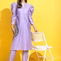 Vishudh Women Solid Viscose Rayon Kurta with Trouser-0