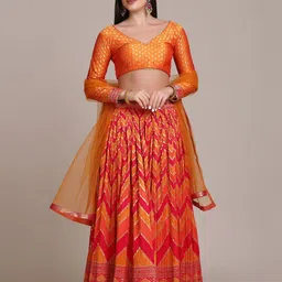KALINI Woven Design Semi-Stitched Lehenga & Unstitched Blouse With Dupatta-15