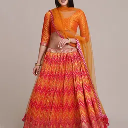 KALINI Woven Design Semi-Stitched Lehenga & Unstitched Blouse With Dupatta-16