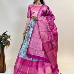 Fabcartz Woven Designed Semi-Stitched Lehenga & Unstitched Blouse With Dupatta-picture-49