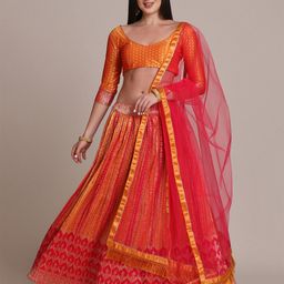 KALINI Woven Design Semi-Stitched Lehenga & Unstitched Blouse With Dupatta-14