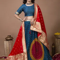 elora Ethnic Motifs Printed Semi-Stitched Lehenga & Unstitched Blouse With Dupatta-picture-45