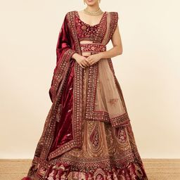 MOHEY Embroidered Semi-Stitched Lehenga & Unstitched Blouse With Dupatta & Belt-image-83
