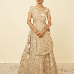 MOHEY Embroidered Net Sequinned Semi-Stitched Lehenga & Unstitched Blouse With Dupatta-8