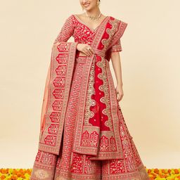 MOHEY Embroidered Semi-Stitched Lehenga & Unstitched Blouse With Dupatta & Belt-image-58
