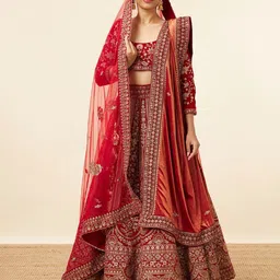 MOHEY Embroidered Velvet Semi-Stitched Lehenga & Unstitched Blouse With Dupatta & Belt-picture-13