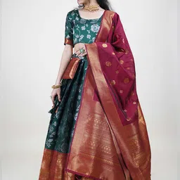 Fabcartz Semi-Stitched Lehenga & Unstitched Blouse With Dupatta-image-44