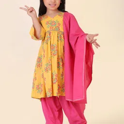 Fabindia Girls Printed Regular Pure Cotton Kurta with Salwar & With Dupatta-picture-32