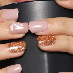 LICK Set Of 30 Reusable Artificial Press On Nails Square Shape With Floral Print-14