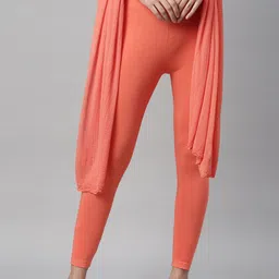 TWIN BIRDS Women Orange Solid Ankle-Length Leggings With Shawl-image-27