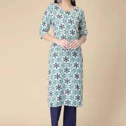 KALINI Floral Printed Regular Kurta with Trousers-image-92