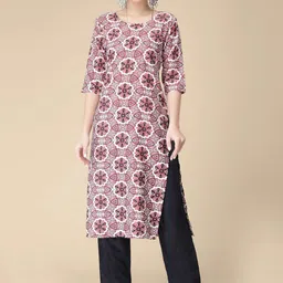 KALINI Floral Printed Regular Kurta with Trousers-image-96