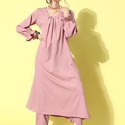Varanga Round Neck Bell Sleeves A-Line Kurta with Trouser-image-63