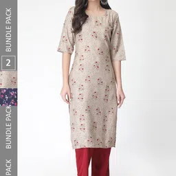 7Threads A Selection Of 2 Floral Printed Regular Straight Kurta With Trousers-picture-19