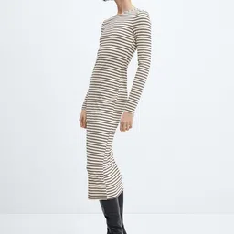 MANGO Striped Bodycon Midi Dress-image-67