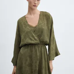 MANGO Satin Finish Floral Print Wrap Dress-image-22