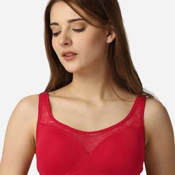 Soie Women Full Coverage Padded Non Wired Lace Detail Cami Bra-97