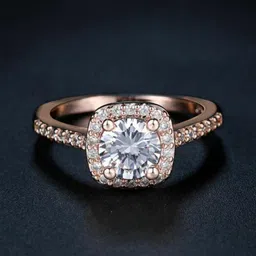 MYKI 92.5 Sterling Silver Rose Gold-Plated CZ-Studded Adjustable Finger Ring-4