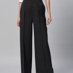 Marks & Spencer Women Charcoal Grey Pleated Trousers-42