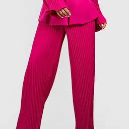 Boohoo Women Accordion Pleated Wide Leg Trousers-image-25