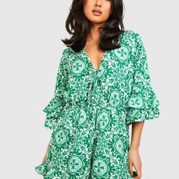 Boohoo Printed Ruffles Playsuit-43