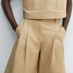 MANGO Women Pleated Belted Bermuda Shorts-image-62