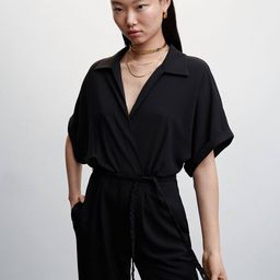 MANGO Belt Detail Wrap Style Jumpsuit-40