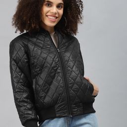 plusS Women Black Quilted Jacket-image-49