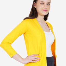 TEEMOODS Women Monochrome Open Front Cotton Shrug-15