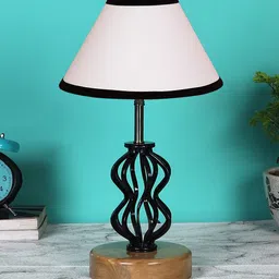 Devansh White & Black Solid Table Lamp-28