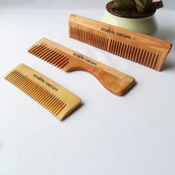 Enable Nature Set Of 3 Brown Neem Wood Comb-1