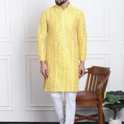 SOJANYA Ethnic Motifs Embroidered Regular Thread Work Kurta With Churidar-picture-3