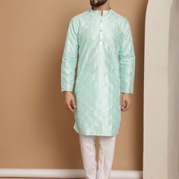 Anouk Ethnic Motifs Embroidered Regular Thread Work Silk Kurta with Churidar-picture-24